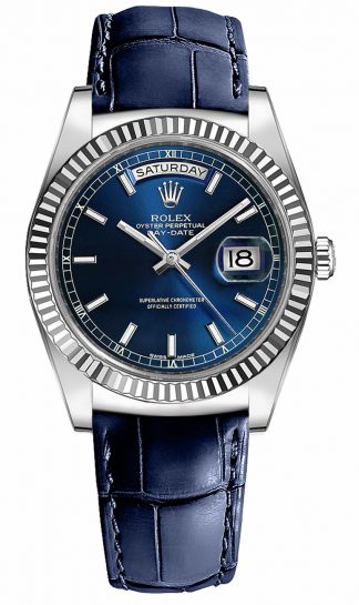 replique Montre homme Rolex Day-Date 36 cadran bleu 118139