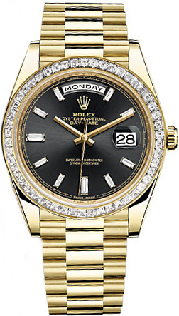 replique Montre homme Rolex Day-Date 40 Black Diamond 228398TBR