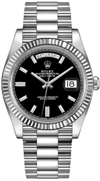 replique Montre homme Rolex Day-Date 40 Black Diamond Dial 228239