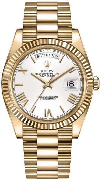 replique Montre homme Rolex Day-Date 40 cadran blanc or 228238