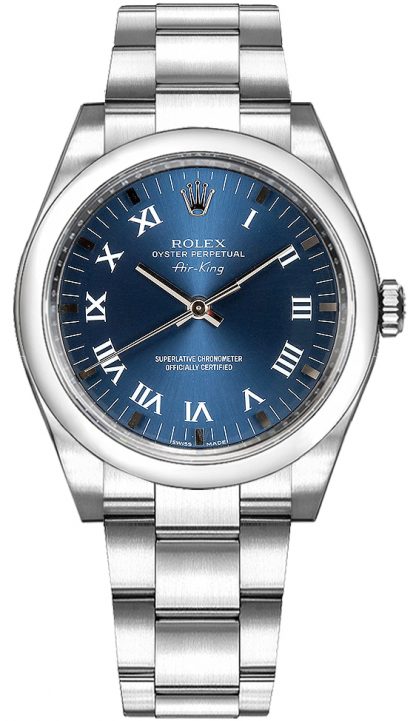 replique Montre pour homme Rolex Oyster Perpetual Air-King Blue Dial 114200