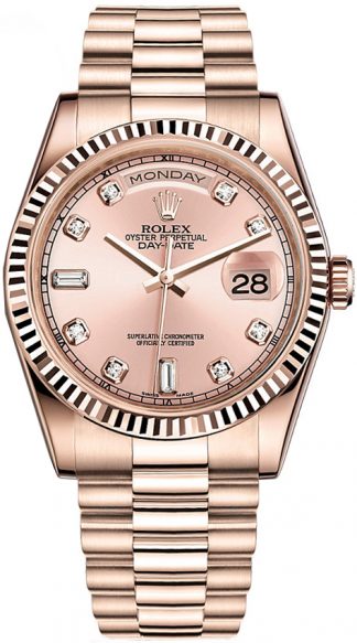 replique Montre suisse Rolex Day-Date 36 diamant rose or rose 118235