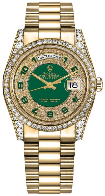 replique Montre suisse Rolex Day-Date 36 à cadran diamant vert 118388