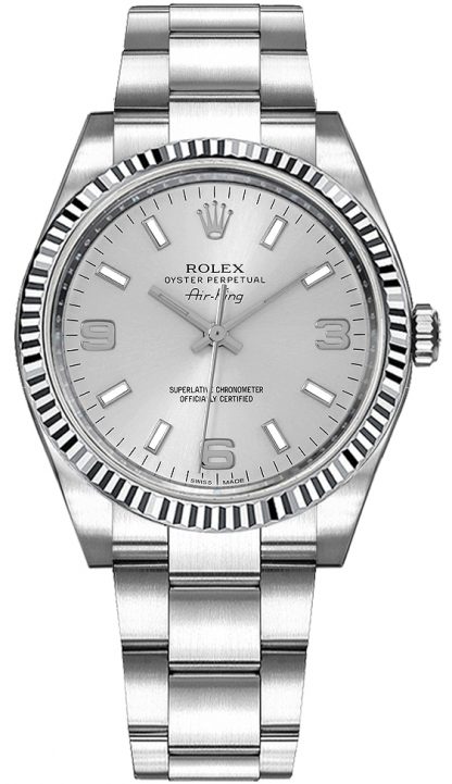 replique Montre suisse Rolex Oyster Perpetual Air-King Silver Dial pour femme 114234