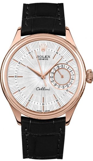 replique Rolex Cellini Date Silver Guilloche Dial Men's Watch 50515