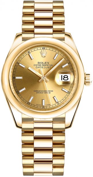 replique Rolex Datejust 31 18k Yellow Gold Watch 178248