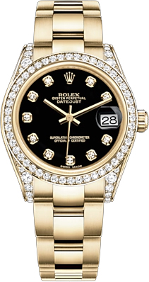 replique Rolex Datejust 31 Black Diamond Dial Watch 178158