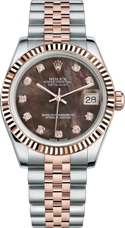 replique Rolex Datejust 31 Black Mother of Pearl Dial Watch 178271