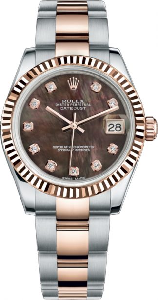 replique Rolex Datejust 31 Black Mother of Pearl Diamond Dial Watch 178271