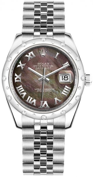 replique Rolex Datejust 31 Black Mother of Pearl Montre à cadran en chiffres romains 178344