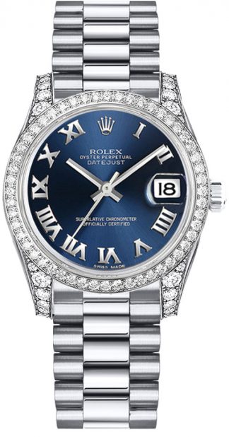 replique Rolex Datejust 31 Blue Diamond Dial Montre femme 178159