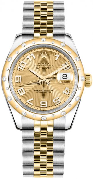 replique Rolex Datejust 31 Champagne Dial Diamond Watch 178343