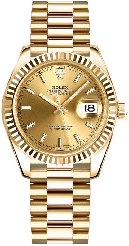 replique Rolex Datejust 31 Champagne Dial Gold Watch 178278