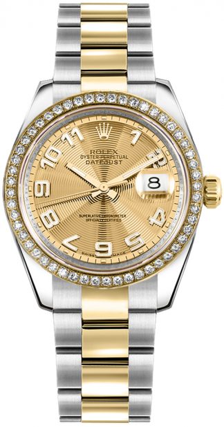 replique Rolex Datejust 31 Champagne Diamond Watch 178383