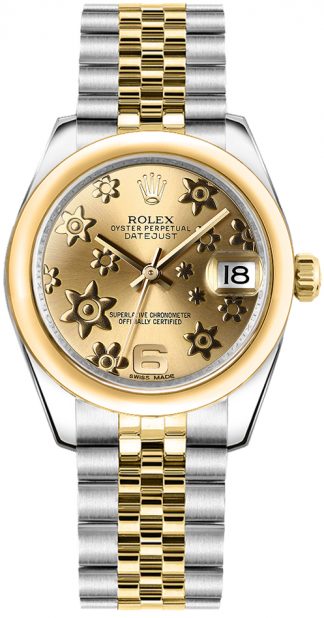 replique Rolex Datejust 31 Champagne Floral Dial Dial Montre 178243