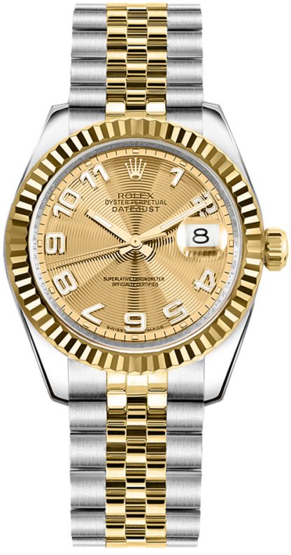 replique Rolex Datejust 31 Concentric Circle Champagne Dial Watch 178273