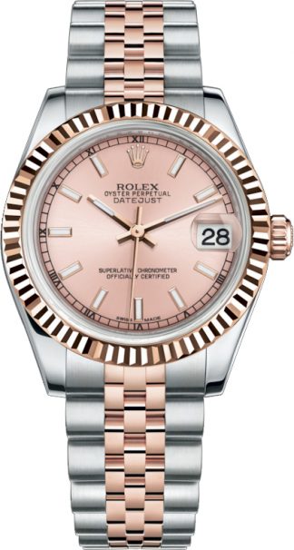 replique Rolex Datejust 31 Gold & Steel Pink Dial Watch 178271