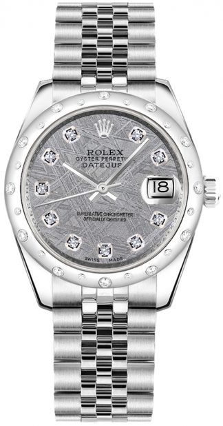 replique Rolex Datejust 31 Meteorite Gray Dial Diamond Watch 178344