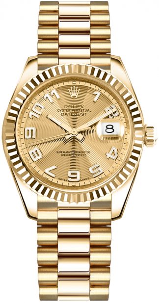 replique Rolex Datejust 31 Montre automatique en or pour femme 178278