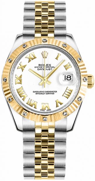 replique Rolex Datejust 31 - Montre-bracelet jubilé avec chiffres romains blancs 178313