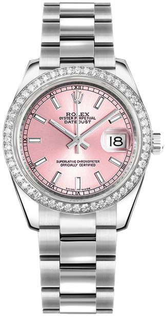 replique Rolex Datejust 31 - Montre lunette diamant rose 178384