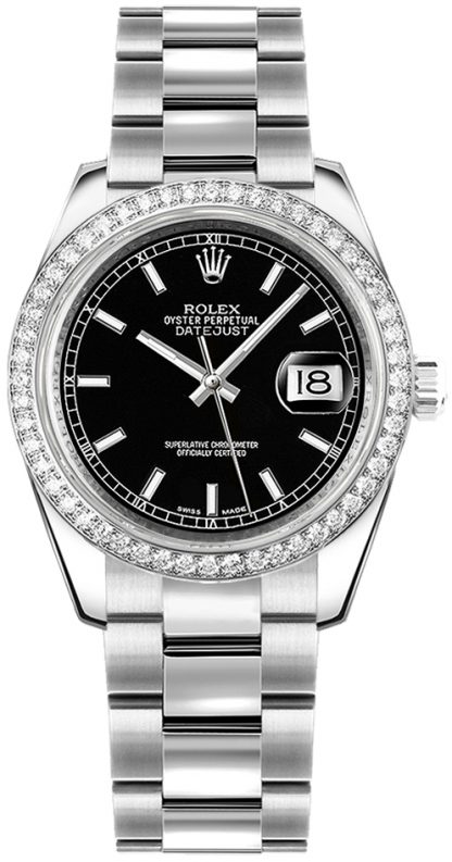 replique Rolex Datejust 31 Montre à cadran noir pour femme 178384