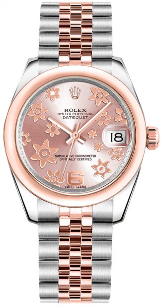 replique Rolex Datejust 31 - Montre à cadran à motif floral rose 178241