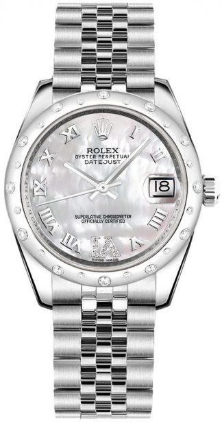 replique Rolex Datejust 31 Nacre romaine montre à diamants chiffres 178344