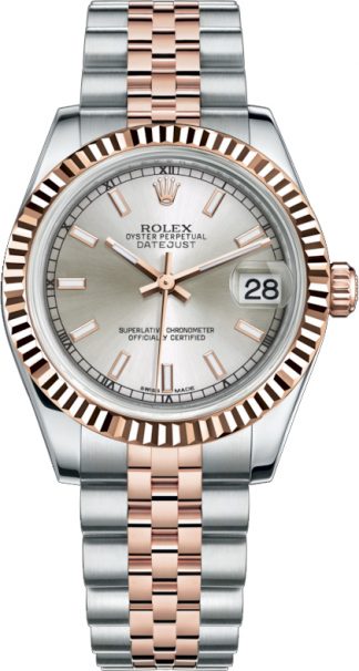 replique Rolex Datejust 31 Rose Gold & Steel Silver Dial Watch 178271