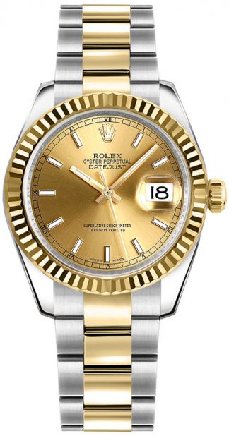 replique Rolex Datejust 31 Steel and 18k Yellow Gold Watch 178273