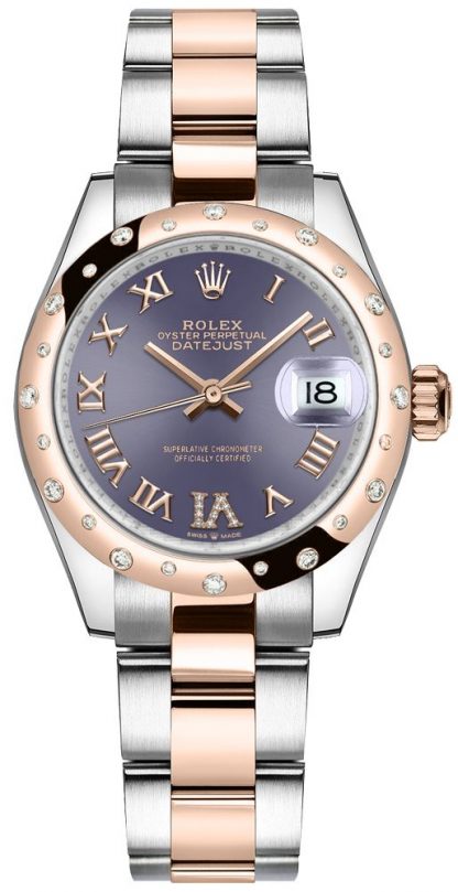 replique Rolex Datejust 31 cadran aubergine chiffres romains montre pour femme 278341RBR