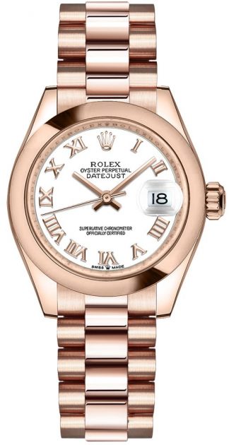 replique Rolex Datejust 31 cadran blanc à chiffres romains pour femme 278245