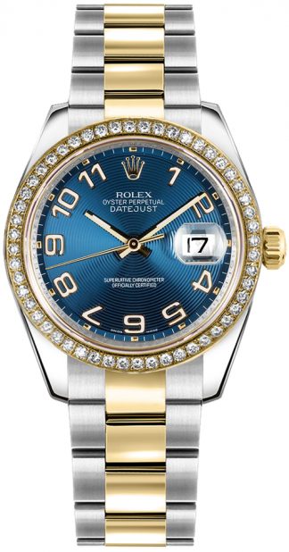 replique Rolex Datejust 31 cadran bleu Diamond Bezel Watch 178383