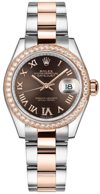 replique Rolex Datejust 31 cadran brun Oyster Bracelet montre femme 278381RBR