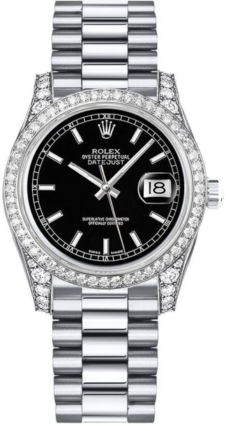 replique Rolex Datejust 31 cadran noir Diamond Bezel Watch 178159