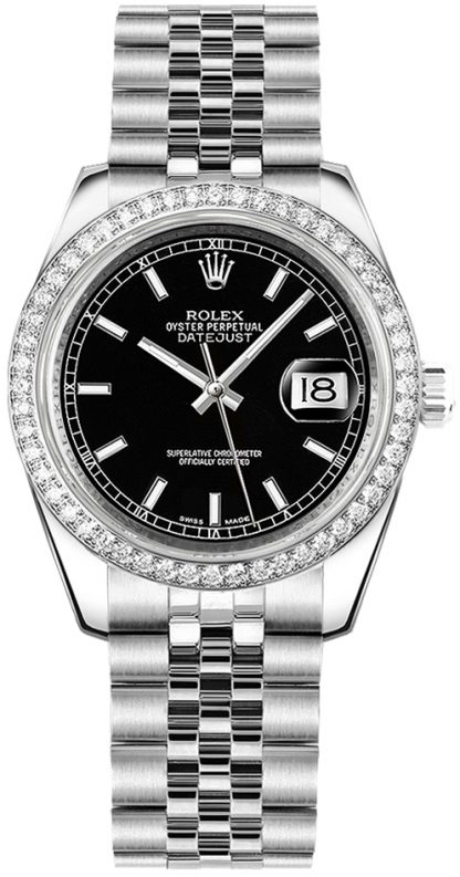 replique Rolex Datejust 31 cadran noir Jubilee Bracelet Diamond Watch 178384