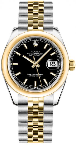 replique Rolex Datejust 31 cadran noir deux tons montre 178243