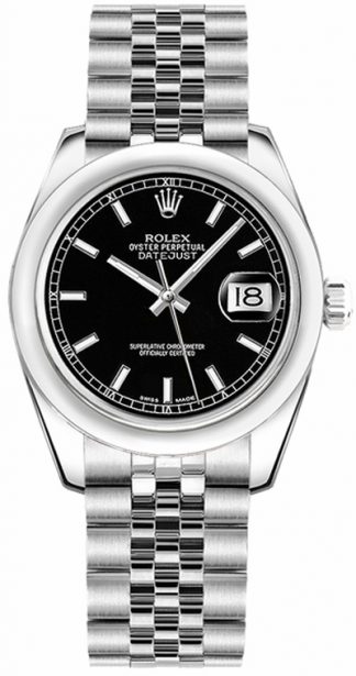 replique Rolex Datejust 31 cadran noir lunette bombée 178240