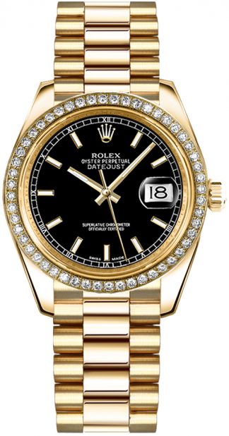 replique Rolex Datejust 31 cadran noir montre en or 178288