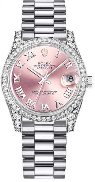 replique Rolex Datejust 31 cadran rose montre en or blanc 178159