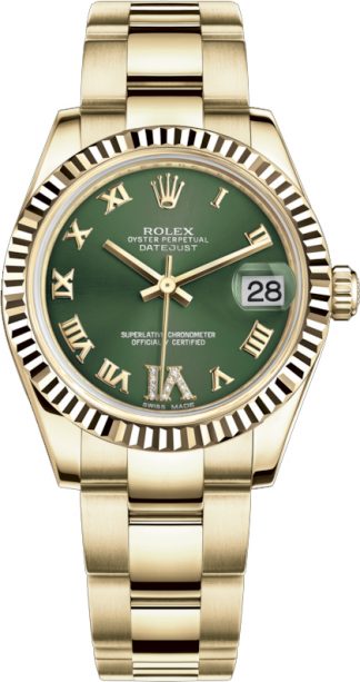 replique Rolex Datejust 31 cadran vert montre en or 178278