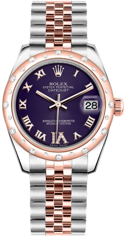 replique Rolex Datejust 31 cadran violet acier et montre en or 178341