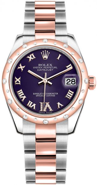 replique Rolex Datejust 31 violet cadran chiffres romains Montre 178341