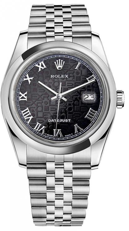 replique Rolex Datejust 36 Black Jubilee Montre à chiffres romains 116200