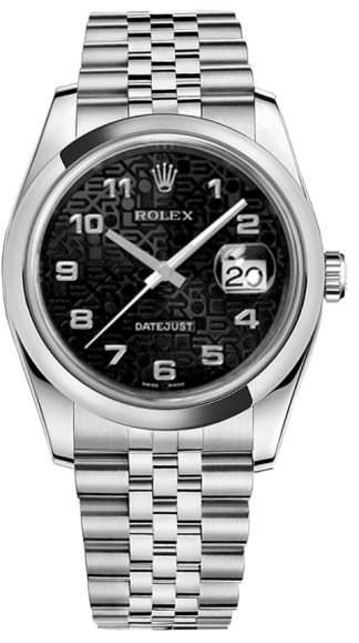 replique Rolex Datejust 36 cadran noir Montre en acier 116200