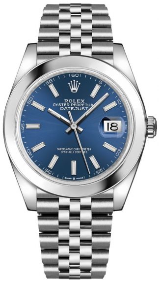 replique Rolex Datejust 41 Blue Dial Steel Men's Watch 126300