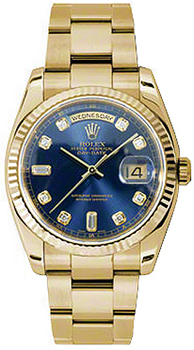 replique Rolex Day-Date 36 Blue Diamond Dial Montre 118238