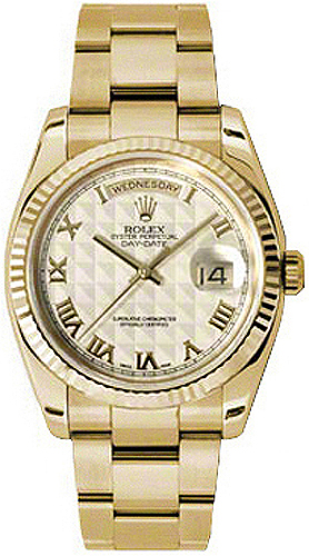 replique Rolex Day-Date 36 Ivory Dial Montre en or 118238