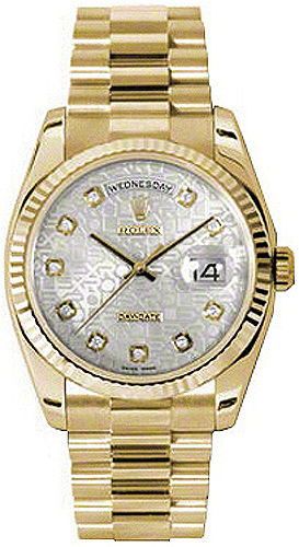 replique Rolex Day-Date 36 Silver Jubilee Diamond Dial Montre en or 118238