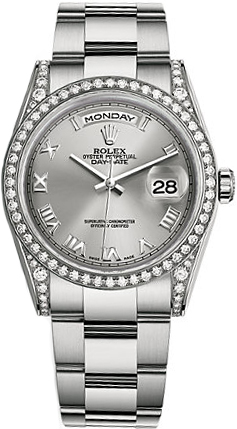 replique Rolex Day-Date 36 Silver Roman Oyster Bracelet en or Montre 118389